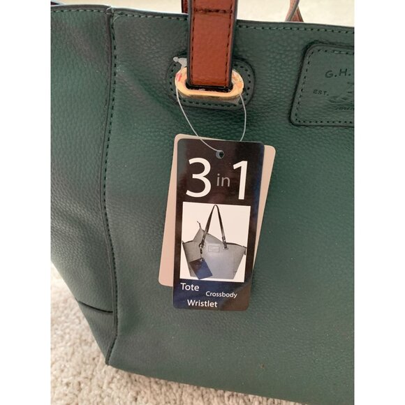 G.H. Bass & Co. 3-In-1‎ Tote Crossbody & Wristlet Bag Green - Picture 2 of 13